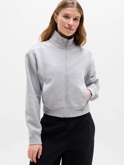Athleta Forever Fleece Track Jacket In Gray