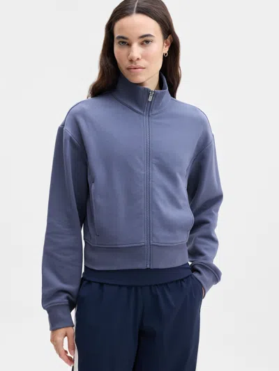 Athleta Forever Fleece Track Jacket In Blue
