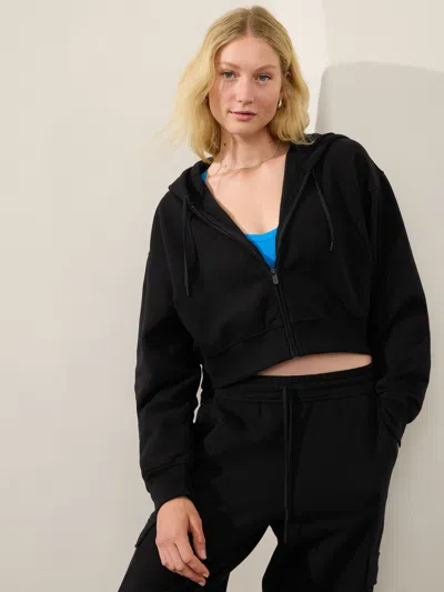 Athleta Forever Fleece Ultra Crop Full Zip In Black