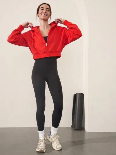 Athleta Forever Fleece Ultra Crop Full Zip In Cardinal