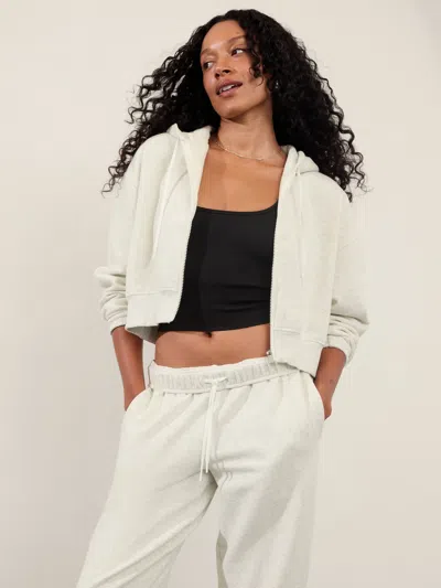 Athleta Forever Fleece Ultra Crop Full Zip In Fog Grey Heather