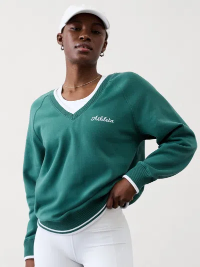 Athleta Forever Fleece V-neck Sweatshirt In Trillium