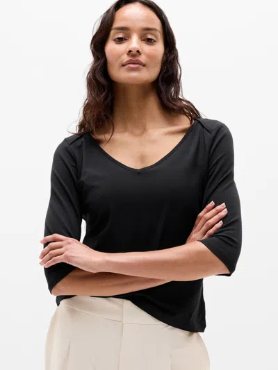 Athleta Foundation Midi Sleeve Tee In Black