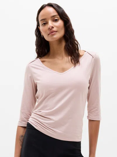 Athleta Foundation Midi Sleeve Tee In Gold