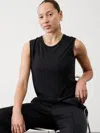 Athleta Getaway Linen Blend Muscle Tank In Black