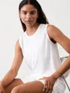 Athleta Getaway Linen Blend Muscle Tank In Bright White