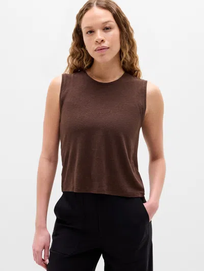 Athleta Getaway Linen Blend Muscle Tank In Green