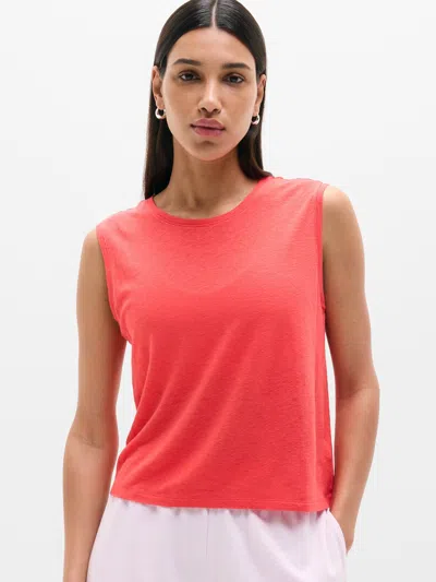 Athleta Getaway Linen Blend Muscle Tank In Red