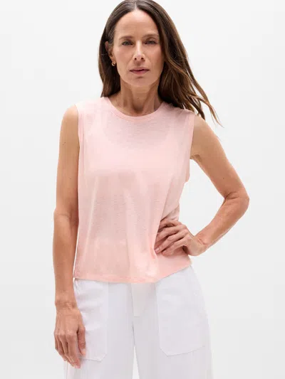 Athleta Getaway Linen Blend Muscle Tank In Sand