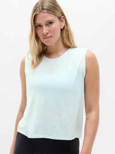 Athleta Getaway Linen Blend Muscle Tank In Sky