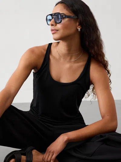 Athleta Getaway Linen Blend Tank In Black