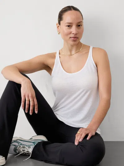 Athleta Getaway Linen Blend Tank In Bright White