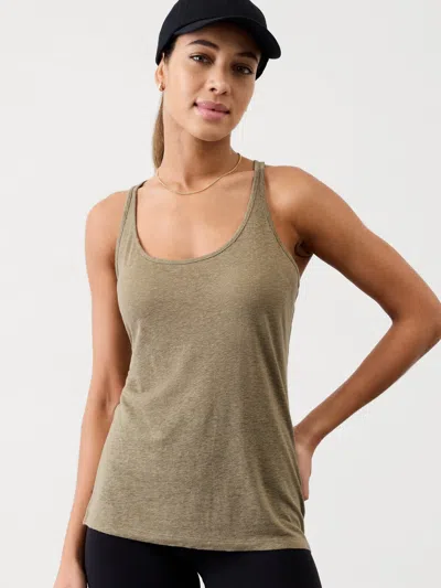 Athleta Getaway Linen Blend Tank In Perennial Olive
