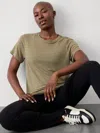 Athleta Getaway Linen Blend Tee In Perennial Olive