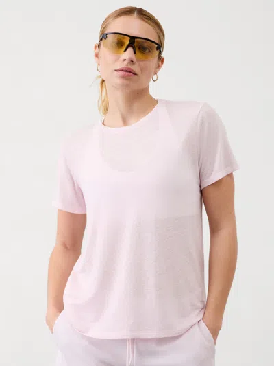 Athleta Getaway Linen Blend Tee In Shell