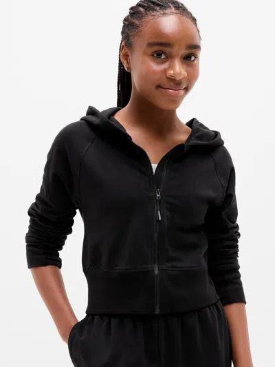 Athleta Kids'  Girl All Day Full Zip Shrunken Hoodie In Black