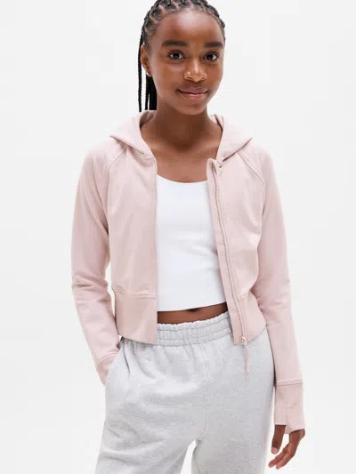 Athleta Kids'  Girl All Day Full Zip Shrunken Hoodie In Halo