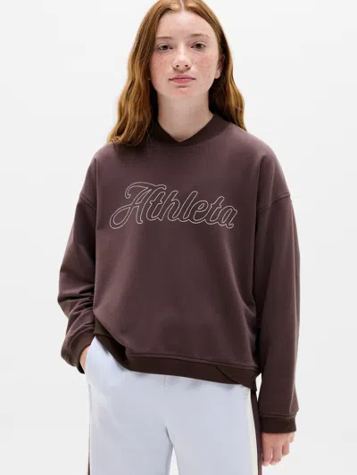 Athleta Kids'  Girl All Day Varsity Sweatshirt In  Script Red