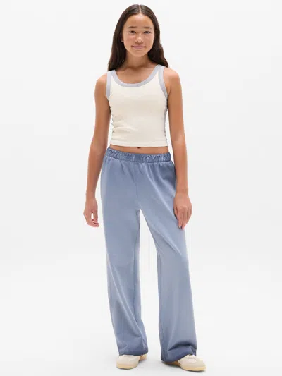 Athleta Kids'  Girl All Day Wide Leg Terry Pant In Lunar Wash