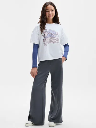 Athleta Kids'  Girl Coaster Luxe Wide Leg Puddle Pant In Gray