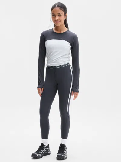 Athleta Kids'  Girl High Rise Logo Chit Chat Legging In Gray