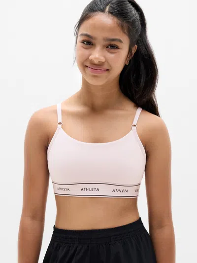 Athleta Kids'  Girl High Speed Logo Adjustable Bra In Halo