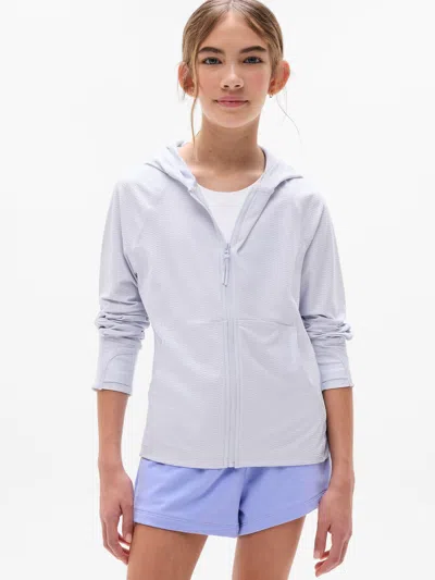 Athleta Kids'  Girl Long Serve Textured Upf Jacket In Dove