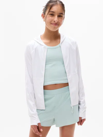 Athleta Kids'  Girl Long Serve Textured Upf Jacket In White