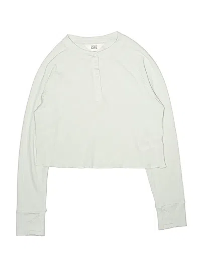 Pre-owned Athleta Girl Kids' Long Sleeve Henley Shirt In Green