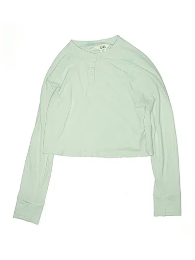 Pre-owned Athleta Girl Kids' Long Sleeve Henley Shirt In Teal