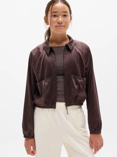Athleta Kids'  Girl Pleat Perfect Satin Jacket In Nocturnal