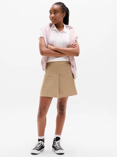 Athleta Kids'  Girl Pleated School Days Skort In Brownstone Beige