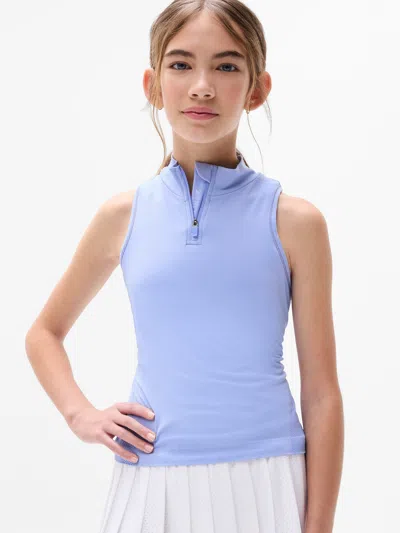 Athleta Kids'  Girl Power Up Quarter Zip Tank In Periwinkle