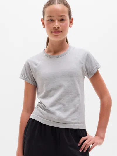 Athleta Kids'  Girl Power Up Sport Length Tee In Quartz Heather