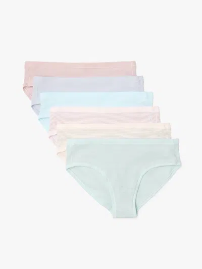 Athleta Kids'  Girl Right Moves Cotton Bikini Underwear 6-pack In Clear Day