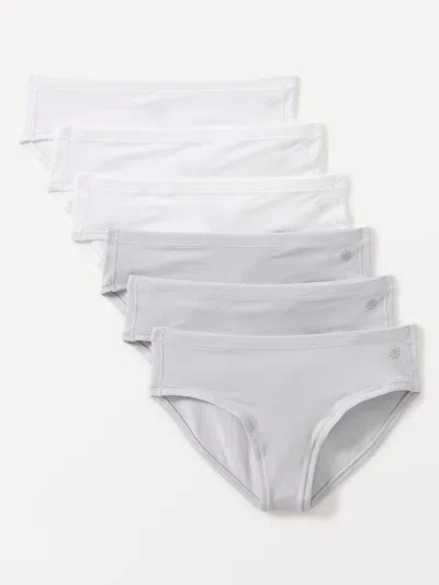 Athleta Kids'  Girl Right Moves Cotton Bikini Underwear 6-pack In Neutral Multi