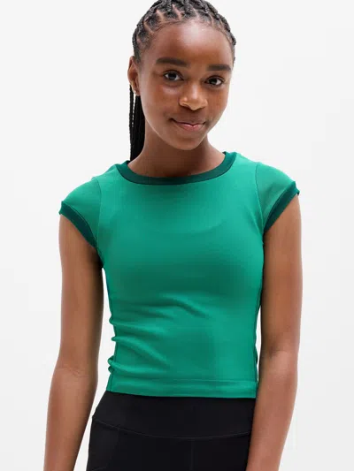 Athleta Kids'  Girl Rise Above Rib Finish Line Tee In Laurel
