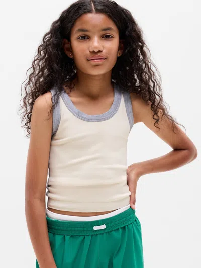 Athleta Kids'  Girl Rise Above Rib Scoop Tank In Pearl