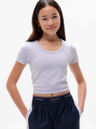 Athleta Kids'  Girl Rise Above Rib Scoop Tee In Dove