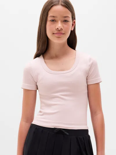 Athleta Kids'  Girl Rise Above Rib Scoop Tee In Halo