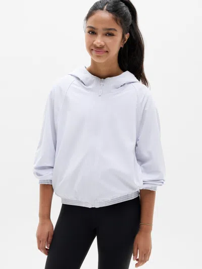 Athleta Kids'  Girl Run Free Hooded Jacket In Dove