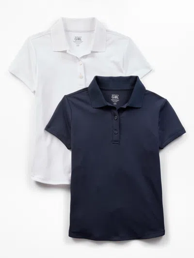 Athleta Kids'  Girl School Day Polo 2-pack In White/navy