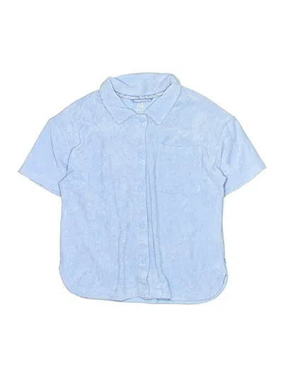 Pre-owned Athleta Girl Kids' Short Sleeve Button Down Shirt In Blue