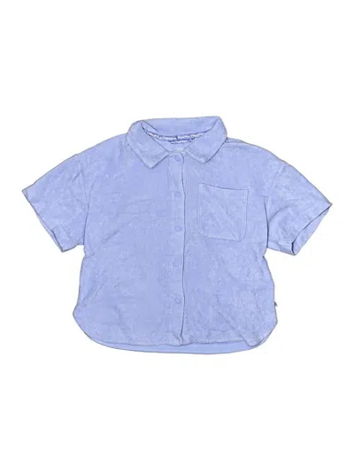 Pre-owned Athleta Girl Kids' Short Sleeve Button Down Shirt In Blue