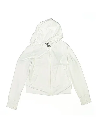 Pre-owned Athleta Girl Kids' Zip Up Hoodie In White