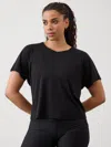 Athleta Grid Knit Tee In Black
