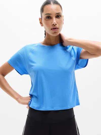 Athleta Grid Knit Tee In Blue