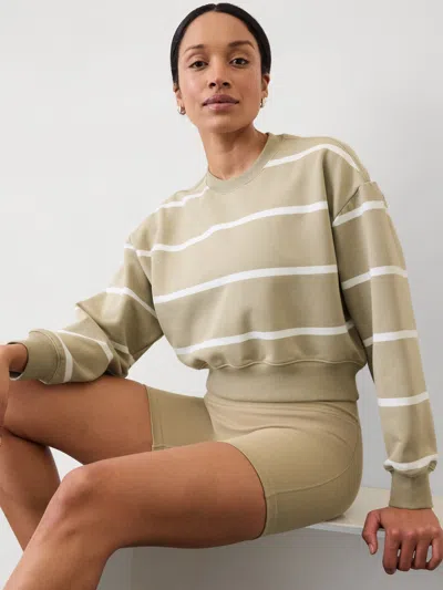 Athleta Heavyweight Terry Crew Sweatshirt In Ecru/ White