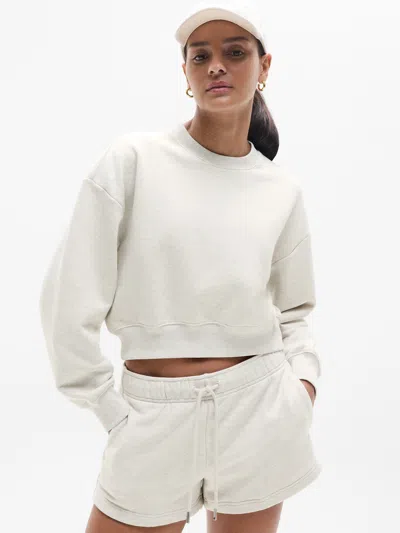 Athleta Heavyweight Terry Crew Sweatshirt In Toasted Brown Heather