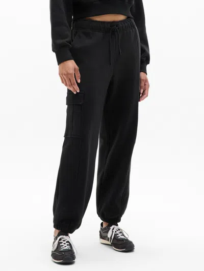Athleta Heavyweight Terry Mid Rise Cargo Jogger In Black